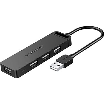 E-shop Vention 4-Port USB 2.0 Hub with Power Supply 1m Black