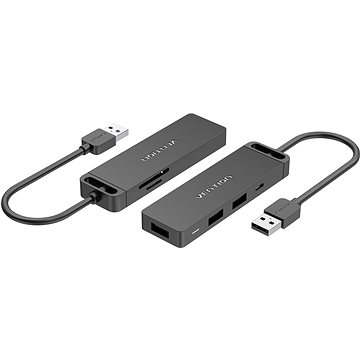 Vention USB 2.0 to 3x USB / TF / SD / Micro USB-B HUB 0.15M Black ABS Type