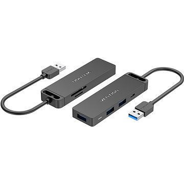 Vention USB 3.0 to 3x USB / TF / SD / Micro USB-B HUB 0.15M Black ABS Type