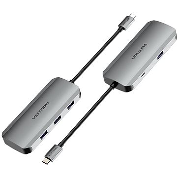 Vention USB-C to USB 3.0 x 4 / Micro USB-B Hub 0.15M Gray Aluminum