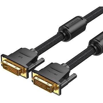 E-shop Vention Cotton Braided DVI Dual-link (DVI-D) Cable 0,5 m Black