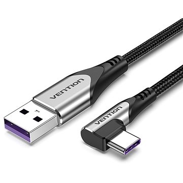 Vention Type-C (USB-C) 90° <-> USB 2.0 5A Cable 1.5M Gray Aluminum Alloy Type