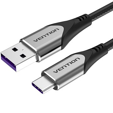 E-shop Vention USB-C to USB 2.0 Fast Charging Cable 5A 1m Gray Aluminum Alloy Type