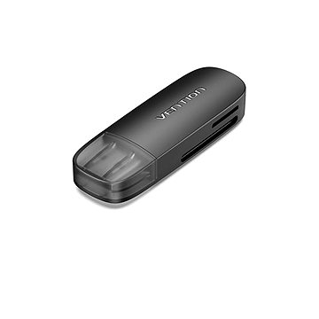 E-shop Vention 2-in-1 USB 3.0 A Card Reader(SD+TF) Black Dual Drive Letter