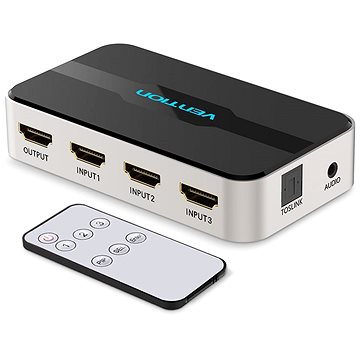 E-shop Vention 3 In 1 Out HDMI Switcher With Audio Separation Gray Metal Type
