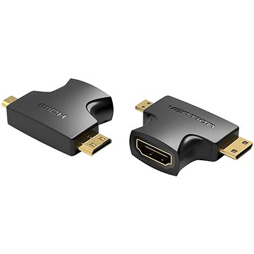 E-shop Vention 2 in 1 Mini HDMI (M) and Micro HDMI (M) to HDMI (F) Adapter Black