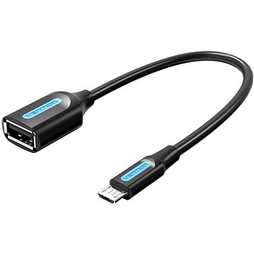 E-shop Vention Micro USB (M) to USB (F) OTG Cable 0.15m Black PVC Type