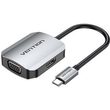E-shop Vention USB-C to HDMI + VGA Converter 0.15M Gray Aluminum Alloy Type