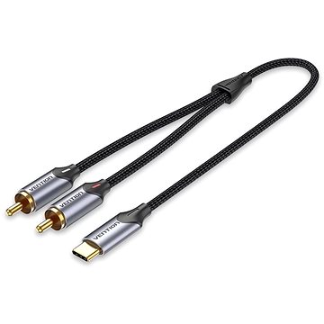Vention USB-C Male to 2-Male RCA Cable 0.5m Gray Aluminum Alloy Type