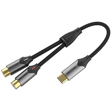 Vention USB-C Male to 2-Female RCA Cable 1.5m Gray Aluminum Alloy Type