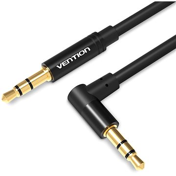 E-shop Vention 3.5mm to 3.5mm Jack 90° Aux Cable 1m Black Metal Type