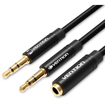 E-shop Vention 2x 3.5 Male to 3.5mm Female Audio Cable 0.3m Black ABS Type