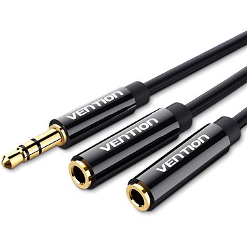 E-shop Vention 3.5mm Male to 2x 3.5mm Female Stereo Splitter Cable 0.3m Black ABS Type