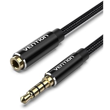E-shop Vention Cotton Braided TRRS 3.5mm Male to 3.5mm Female Audio Extension Cable 10M Black Vention Alumi