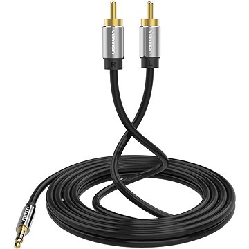 E-shop Vention 3.5mm Jack Male to 2x RCA Male Audio Cable 10m Black Metal Type
