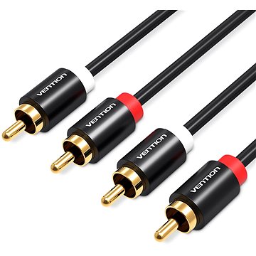 E-shop Vention 2x RCA Male to Male Audio Cable 1m Black Metal Type