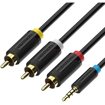 E-shop Vention 2.5mm Male to 3x RCA Male AV Cable 1.5m Black