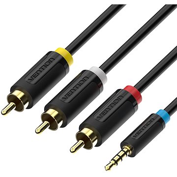E-shop Vention 2.5mm Male to 3x RCA Male AV Cable 2m Black