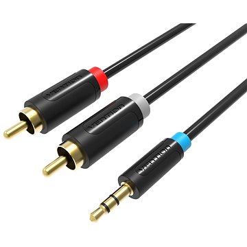 E-shop Vention 3.5mm Jack Male to 2-Male RCA Adapter Cable 0.5M Black