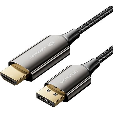 E-shop Vention Baumwolle geflochtene 8K DisplayPort Stecker zu HDMI Stecker Kabel 1.8M Schwarz Zink-Legieru