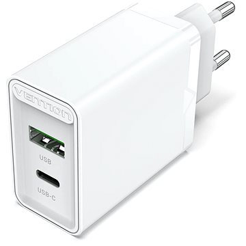 E-shop Vention 2-Port USB (A+C) Wall Charger (18W + 20W PD) White