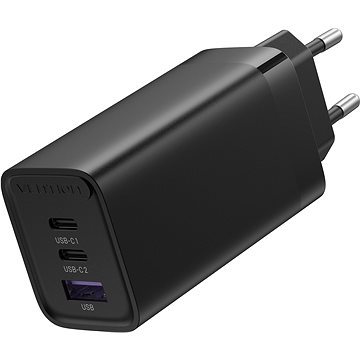 E-shop Vention 3-Port GaN-Ladegerät (65W USB-C / 30W USB-C / 30W USB) Schwarz