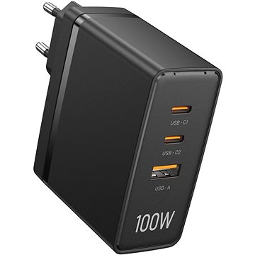 E-shop Vention Ultra 3-Port USB (C+C+A) GaN Ladegerät (100 Watt / 100 Watt / 30 Watt) - schwarz