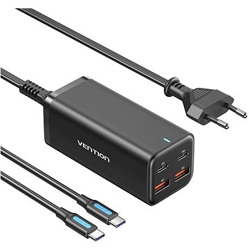 E-shop Vention 4-Port USB (C + C + A + A) GaN Charger (100W/100W/18W/18W) EU-Plug Black