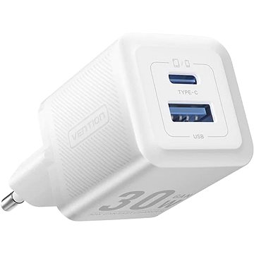 E-shop Vention 2-Port USB (C + A) GaN Charger (30W/30W) EU-Plug White