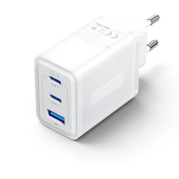E-shop Vention 3-Port USB (C + C + A) GaN Charger (65W/65W/30W) EU-Plug White
