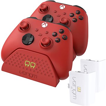 E-shop VENOM VS2879 Xbox Series S/X & One Red Twin Docking Station + 2 Akkus