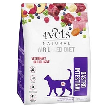 4vets air dried natural veterinary exclusive gastro intestinal 1 kg sušené krmivo pre mačky pri ochorení