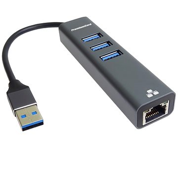 E-shop PremiumCord Adapter USB3.2 -> LAN RJ45 ETHERNET 10/100/1000 MBIT + 3x USB3.2 Port