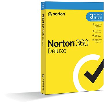 Norton 360 Deluxe 25GB, VPN, 1 uživatel, 3 zařízení, 24 měsíců (elektronická licence)
