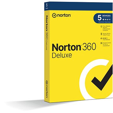 Norton 360 Deluxe 50GB, VPN, 1 uživatel, 5 zařízení, 24 měsíců (elektronická licence)