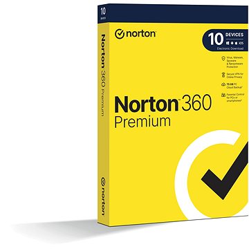 Norton 360 Premium 75GB, VPN, 1 uživatel, 10 zařízení, 24 měsíců (elektronická licence)