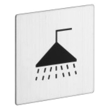 Znak rozlišovací čtvercový sprcha, 80 x 80 mm, samolepící, nerez mat