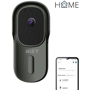 iGET HOME Doorbell DS1 Anthracite - bateriový WiFi video zvonek s FullHD přenosem obrazu a zvuku