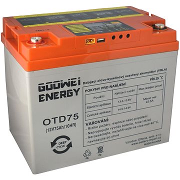 GOOWEI ENERGY OTD75-12, baterie 12V, 75Ah, DEEP CYCLE