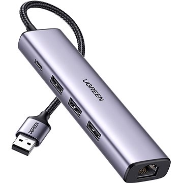 E-shop UGREEN USB 3.0 to 3×USB3.0 +RJ45 (1000M) Ethernet Adapter Type-C Power Supply