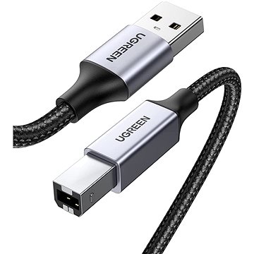 E-shop UGREEN USB-A Male to USB-B 2.0 Printer Cable Alu Case with Braid 1m (Black)