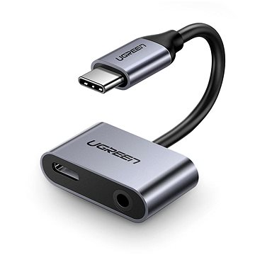 E-shop Ugreen Type-C (USB-C) to 3.5mm Jack (F) + Type-C (F) Adapter Silver